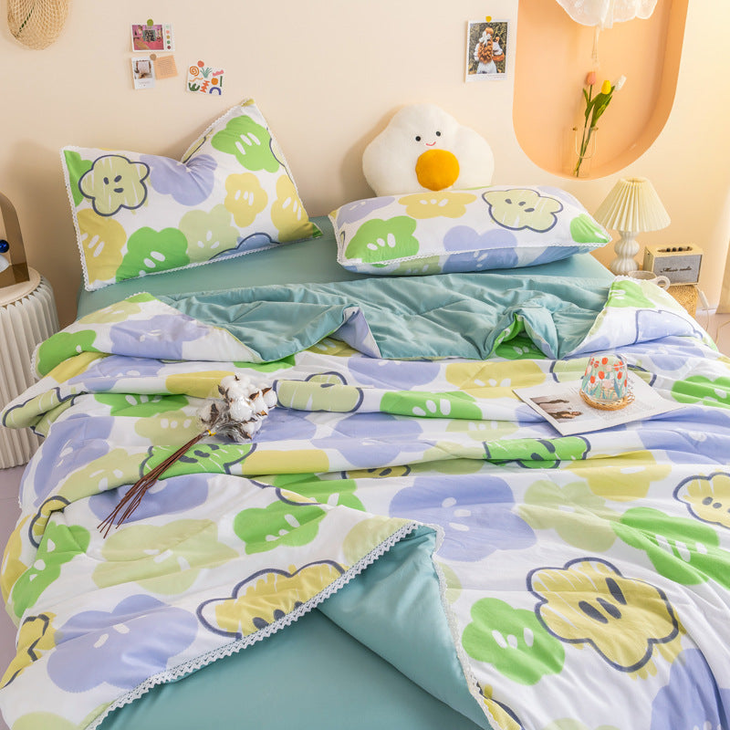 Ins Washed Cotton Summer Cool Quilt Double Air Conditioner Quilt Summer Single Dormitory Thin Quilt