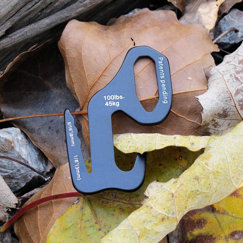 ShineTrip 2pcs Outdoor Camping Tent Hook Aluminum Alloy 9 Shape Buckle Wind Rope Stopper Bundle Tight Paracord Sun Shelter