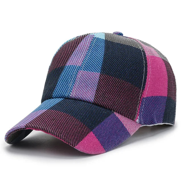 Large grid sun hat sunshade hat men's and women's windproof hat colorful and fashionable