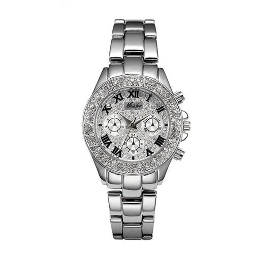 MISSFOX 1846 Women Watches Luxury Watch Women Fashion Fake Chronograph Roman Numerals 18K Gold Ladies Watches Quartz Wristwatch