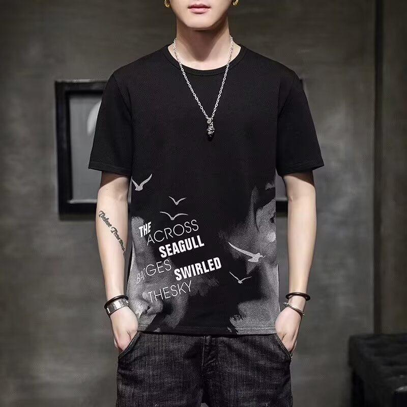 Short sleeved T-shirt men's summer thin round neck