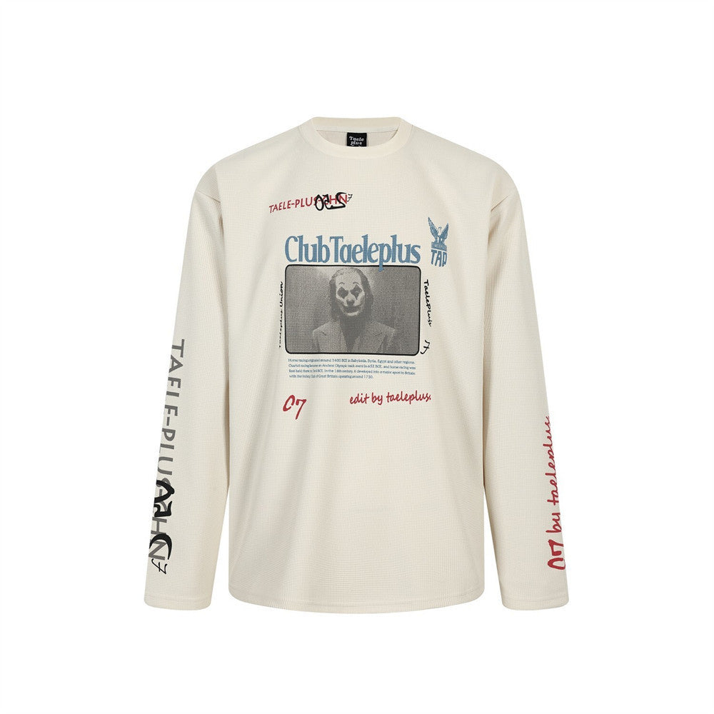 Hip hop clown character printed long sleeved shirt
