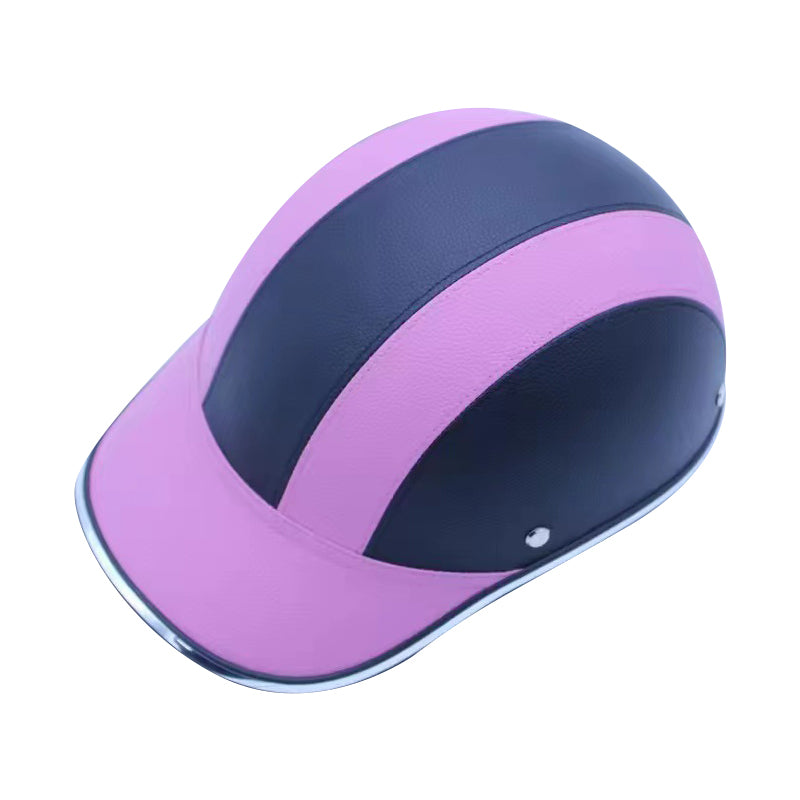 Motorcycle Helmet Summer Half Helmet Electric Car Leather Hat Men's and Women's Personality Baseball Leather Helmet