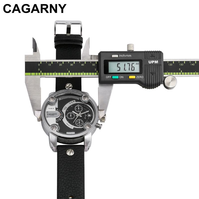 Cagarny Watches Men Luxury Strap Quartz Dual Time Zone Sports Wristwatch