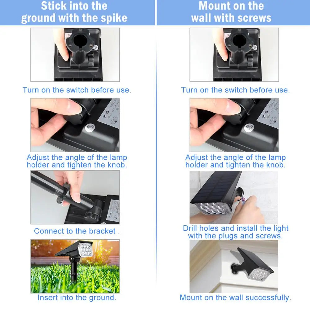 T-SUNRISE 20LED Solar Garden Light IP65 Waterproof Cold White Auto ON/OFF Outdoor Solar Lights Solar Landscape Spotlights Lamps