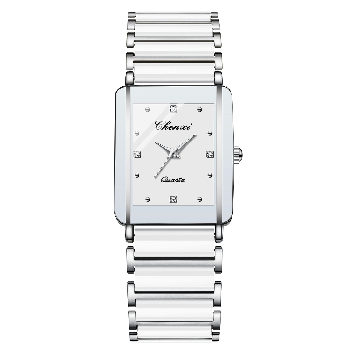 Square Couple Watch for Women and Men Ceramic Quartz Watch