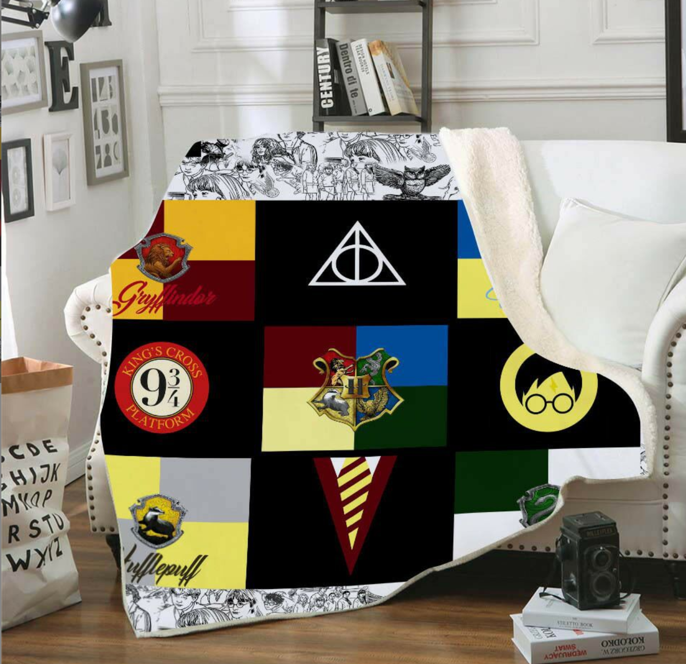 Harry Potter 3d Digital Printing Cotton Velvet Square Blanket Double-Layer Thickened Lazy Sofa Blanket