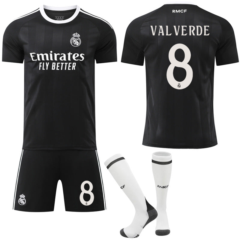 Black jersey Mbappe 7 Vinicius new Real Madrid black training goalkeeper football suit set