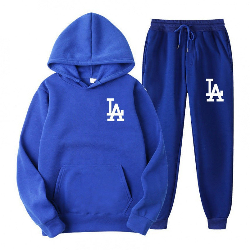 Hooded Sweatshirt Printed Unisex Lightweight Fleece Trendy Loose Casual Sweatshirt and Pants Set Jacket Winter Men's Fashion