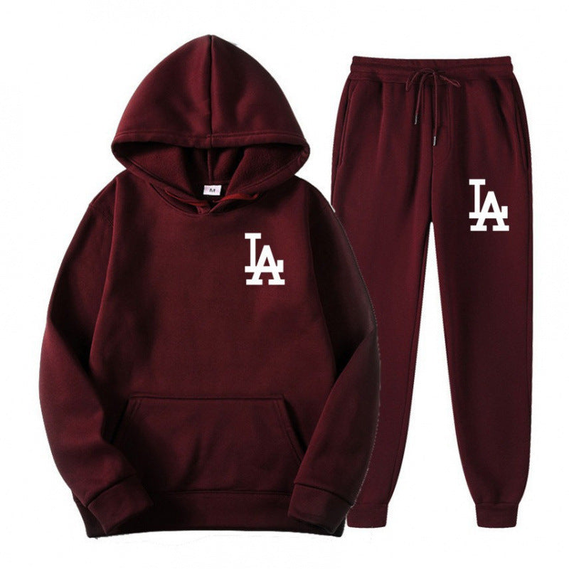 Hooded Sweatshirt Printed Unisex Lightweight Fleece Trendy Loose Casual Sweatshirt and Pants Set Jacket Winter Men's Fashion