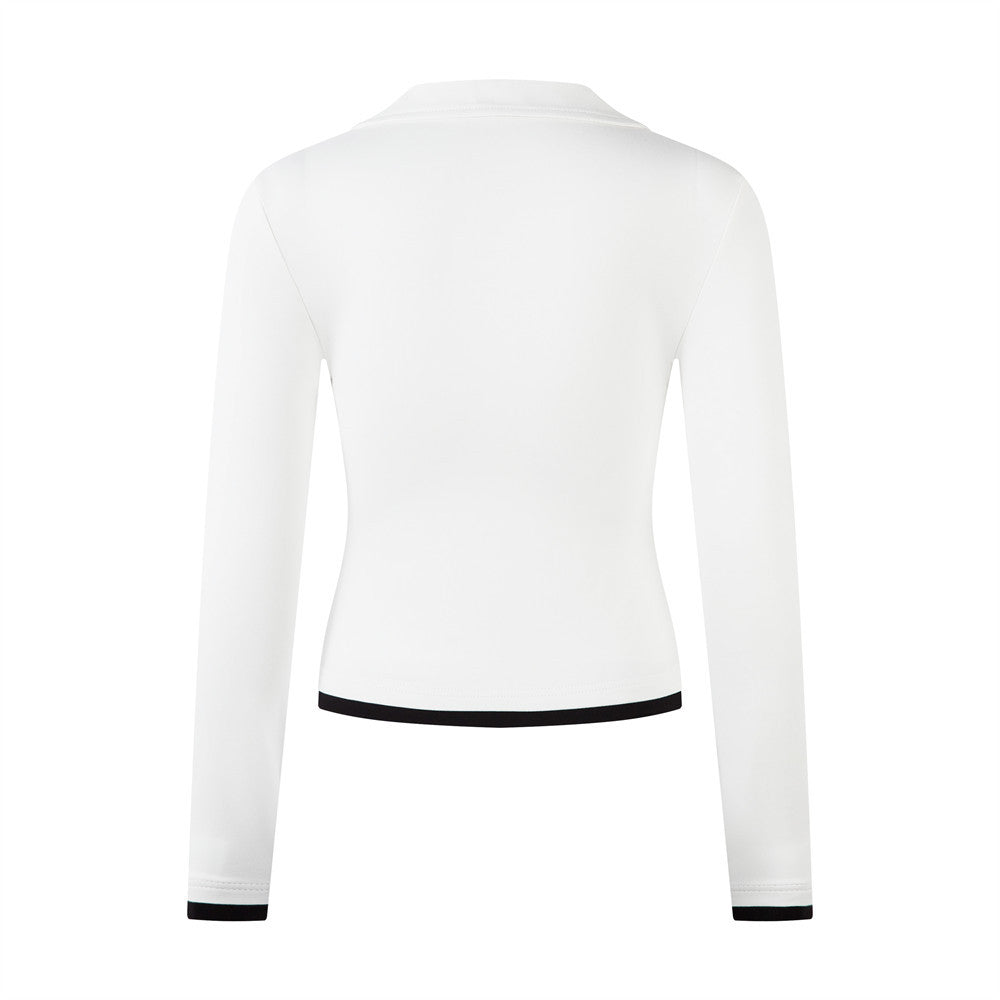 Color-block design long sleeve polo shirt
