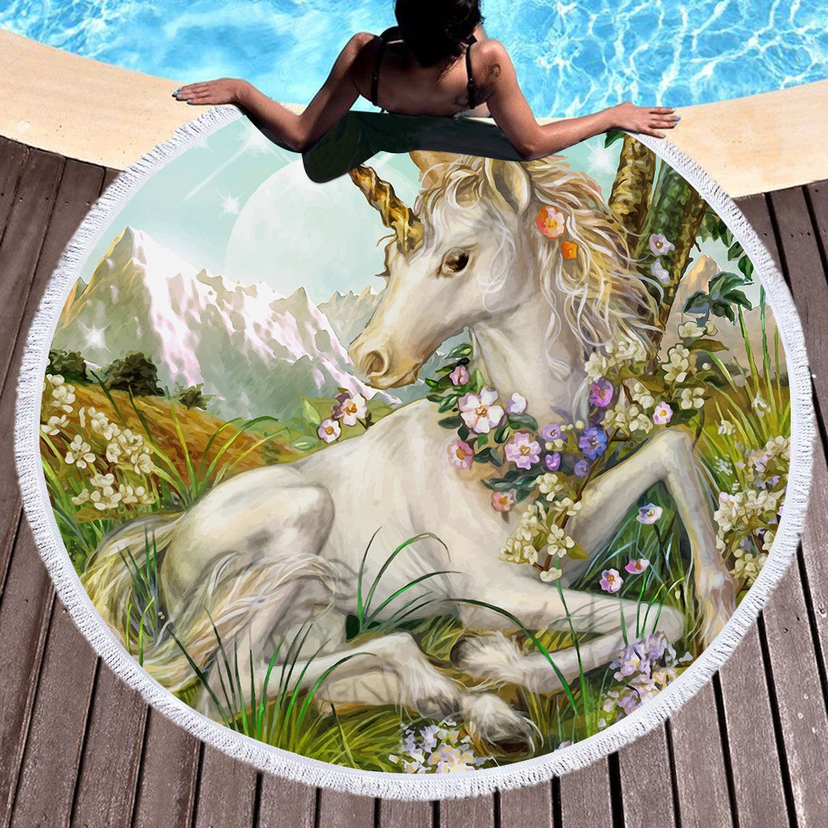 Bedding 3D printing horse  stamping Round Bohemian Beach towel home textile  Beach Towel Tapestry Blanket