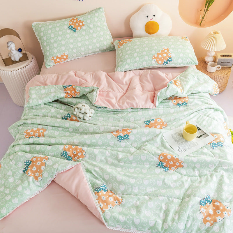 Ins Washed Cotton Summer Cool Quilt Double Air Conditioner Quilt Summer Single Dormitory Thin Quilt