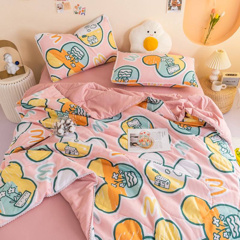 Ins Washed Cotton Summer Cool Quilt Double Air Conditioner Quilt Summer Single Dormitory Thin Quilt