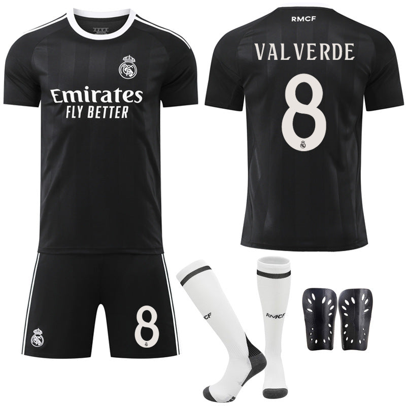 Black jersey Mbappe 7 Vinicius new Real Madrid black training goalkeeper football suit set