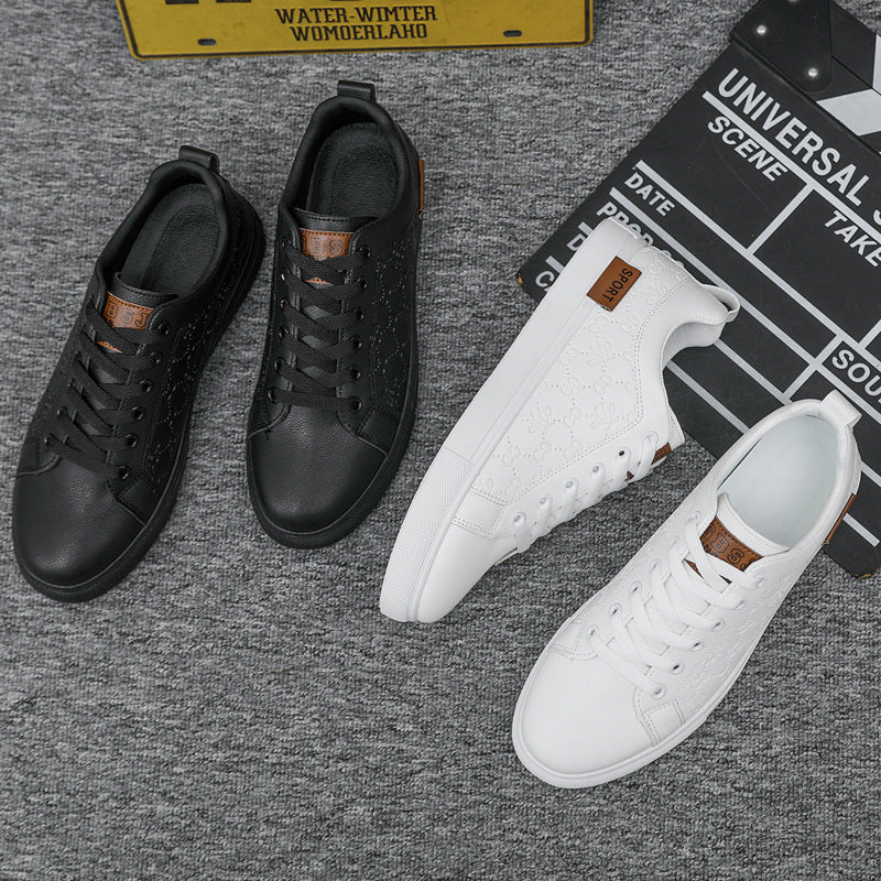 New round headed youth trendy black casual shoes for men