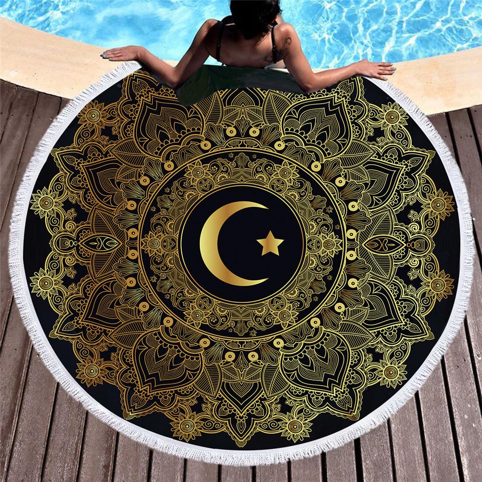 Bedding 3D printing moon stamping Round Bohemian Beach towel home textile  Beach Towel Tapestry Blanket