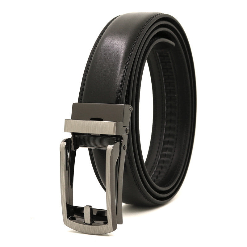 Men's Click Belt fake needle belt automatic buckle two-layer cowhide leather belt ﻿