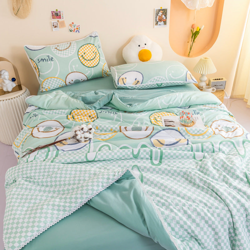 Ins Washed Cotton Summer Cool Quilt Double Air Conditioner Quilt Summer Single Dormitory Thin Quilt