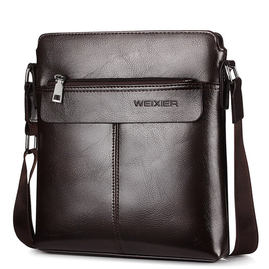 WEIXIER brand men's bag youth messenger bag zipper leather bag Ipad handbag men's shoulder bag