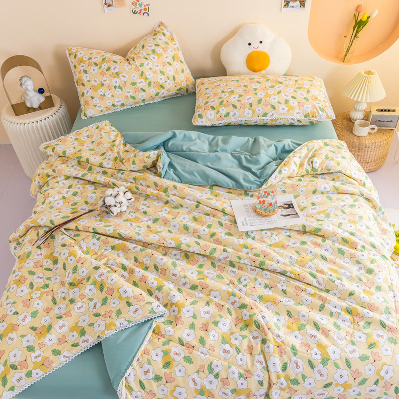 Ins Washed Cotton Summer Cool Quilt Double Air Conditioner Quilt Summer Single Dormitory Thin Quilt