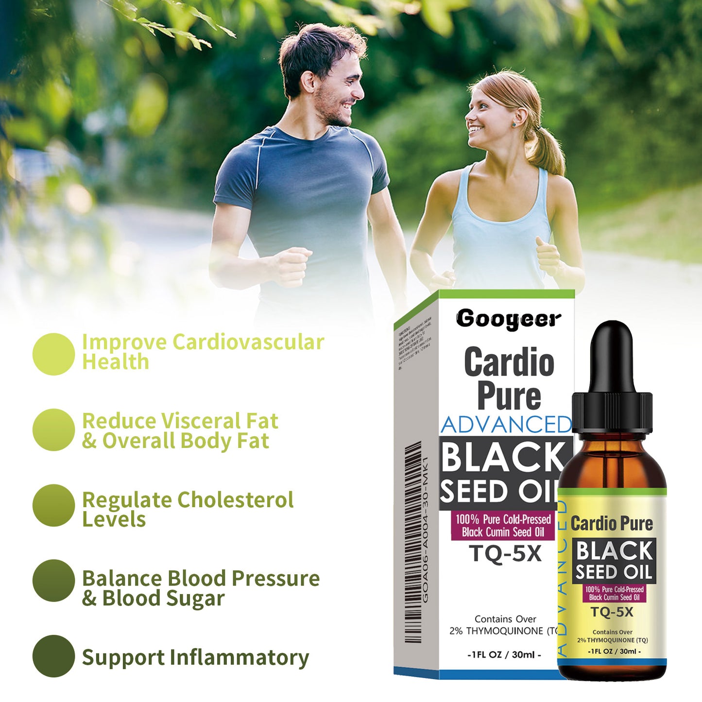 Googeer Cardio Pure Black Seed Oil, Body Maintenance Balance Blood Lipids Sugar Soothing Body Care Oral Drops