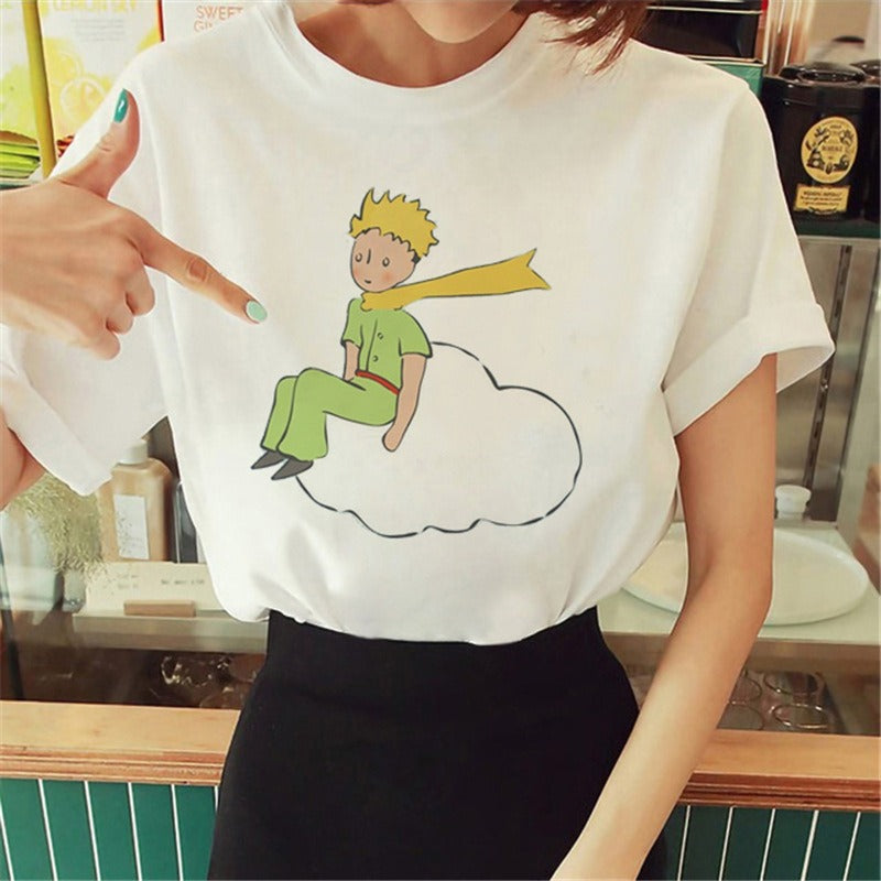 Summer Little Prince Pattern Printed Women's T-shirt Fashionable and Exquisite Women's Top Girls' Summer Wear