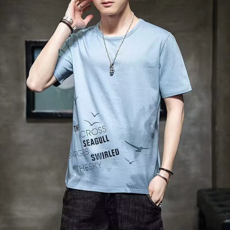 Short sleeved T-shirt men's summer thin round neck