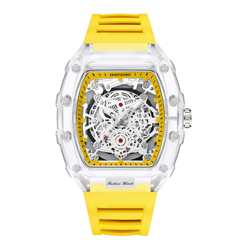 Cross-border Watch Unique Barrel-shaped Quartz Watch Fashion Transparent Men's Watch Waterproof Wristwatch