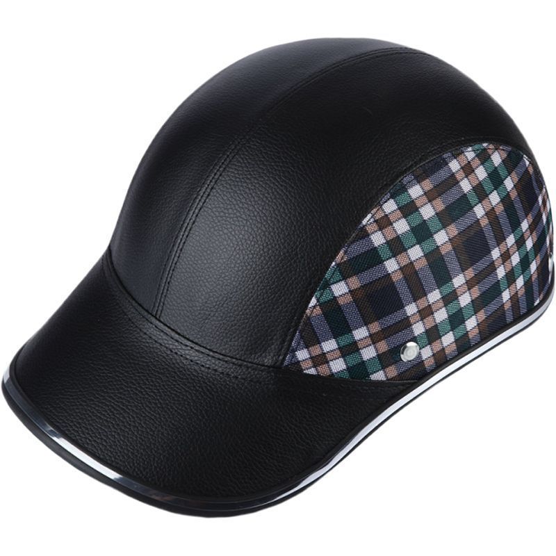 Motorcycle Helmet Summer Half Helmet Electric Car Leather Hat Men's and Women's Personality Baseball Leather Helmet