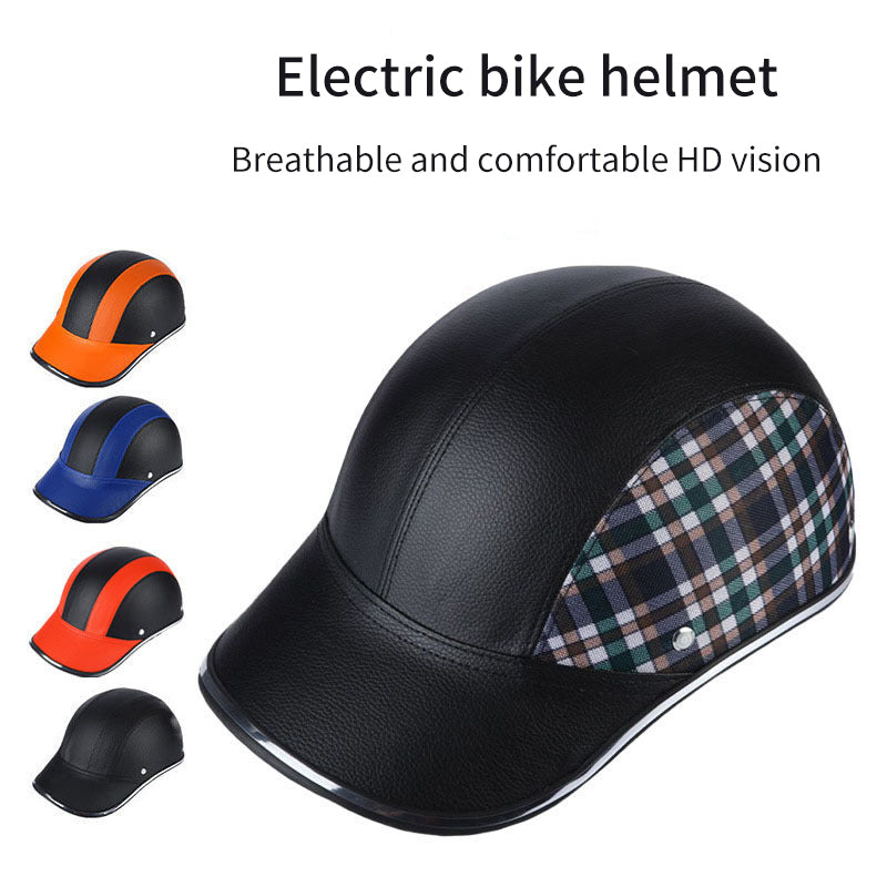 Motorcycle Helmet Summer Half Helmet Electric Car Leather Hat Men's and Women's Personality Baseball Leather Helmet