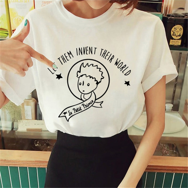 Summer Little Prince Pattern Printed Women's T-shirt Fashionable and Exquisite Women's Top Girls' Summer Wear