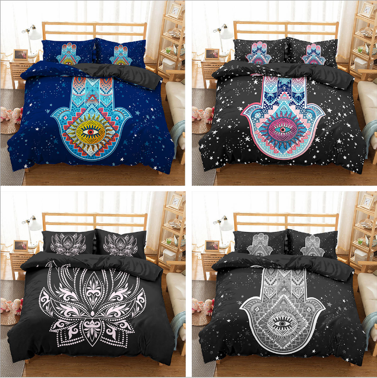 3D palm new digital printing bed three piece set