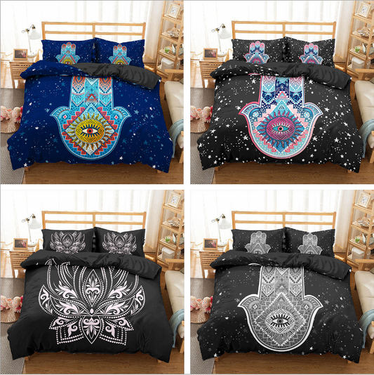 3D palm new digital printing bed three piece set