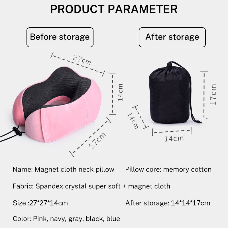 U Shaped Pillow Memory Cotton Travel Pillow Neck Protection Pillow Aircraft Nap Neck Protection Pillow Storage Magnetic Cloth