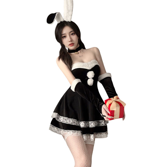 Elegant Christmas Cosplay Bunny Costume Sexy Pure Desire Strapless Dress Christmas Gown