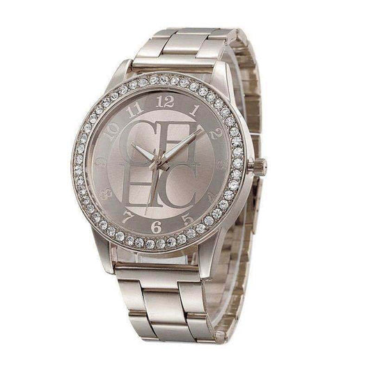 Alloy Diamond-Embedded Men's Wristwatch Fashion Trend Steel Strap Gift Student Watch