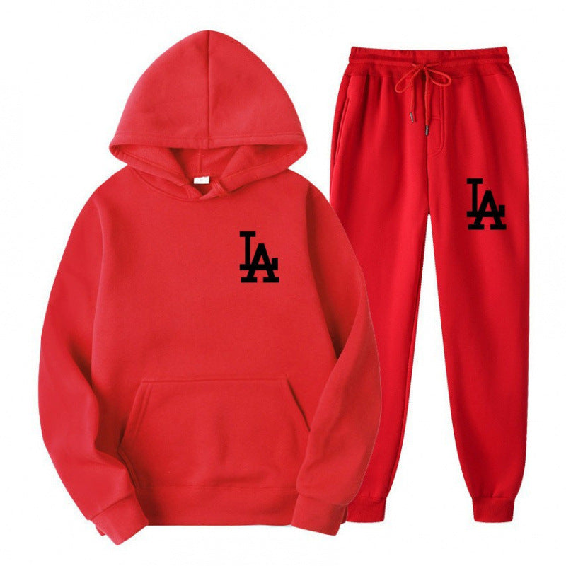 Hooded Sweatshirt Printed Unisex Lightweight Fleece Trendy Loose Casual Sweatshirt and Pants Set Jacket Winter Men's Fashion