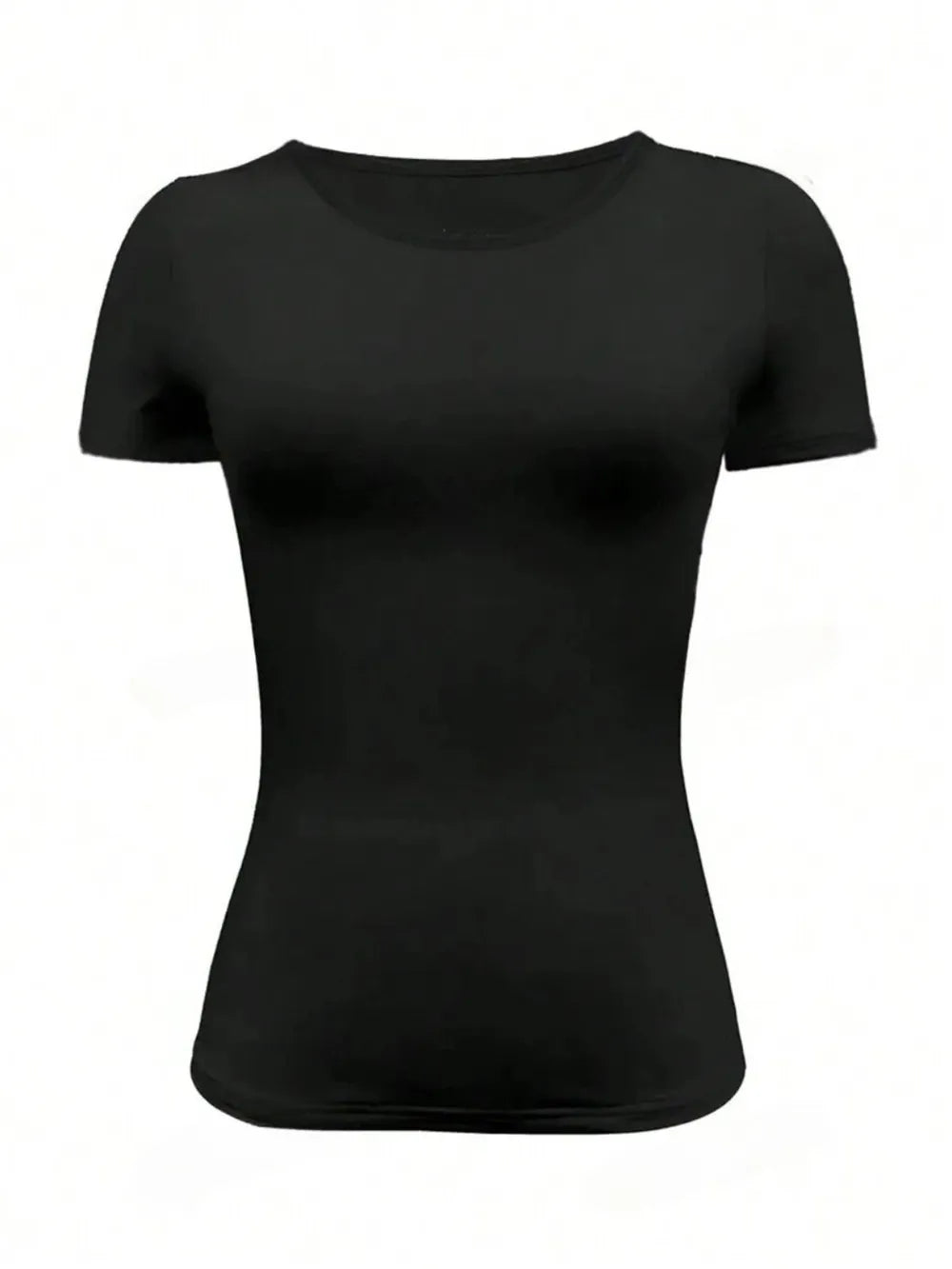 Short slim fit round neck short sleeved T-shirt