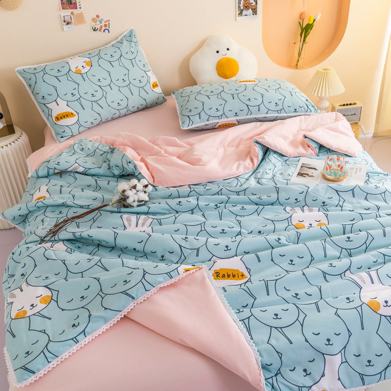Ins Washed Cotton Summer Cool Quilt Double Air Conditioner Quilt Summer Single Dormitory Thin Quilt
