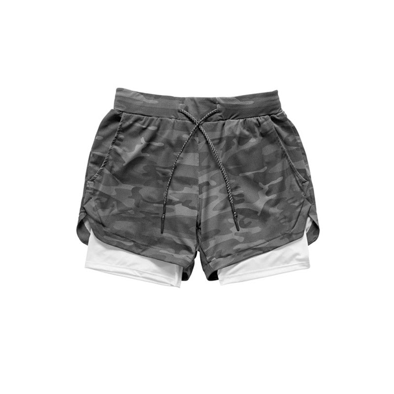 2020 Camo Running Shorts Men 2 In 1 Double-deck Quick Dry GYM Sport Shorts Fitness Jogging Workout Shorts Men Sports Short Pants