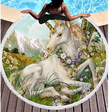 Bedding 3D printing horse  stamping Round Bohemian Beach towel home textile  Beach Towel Tapestry Blanket