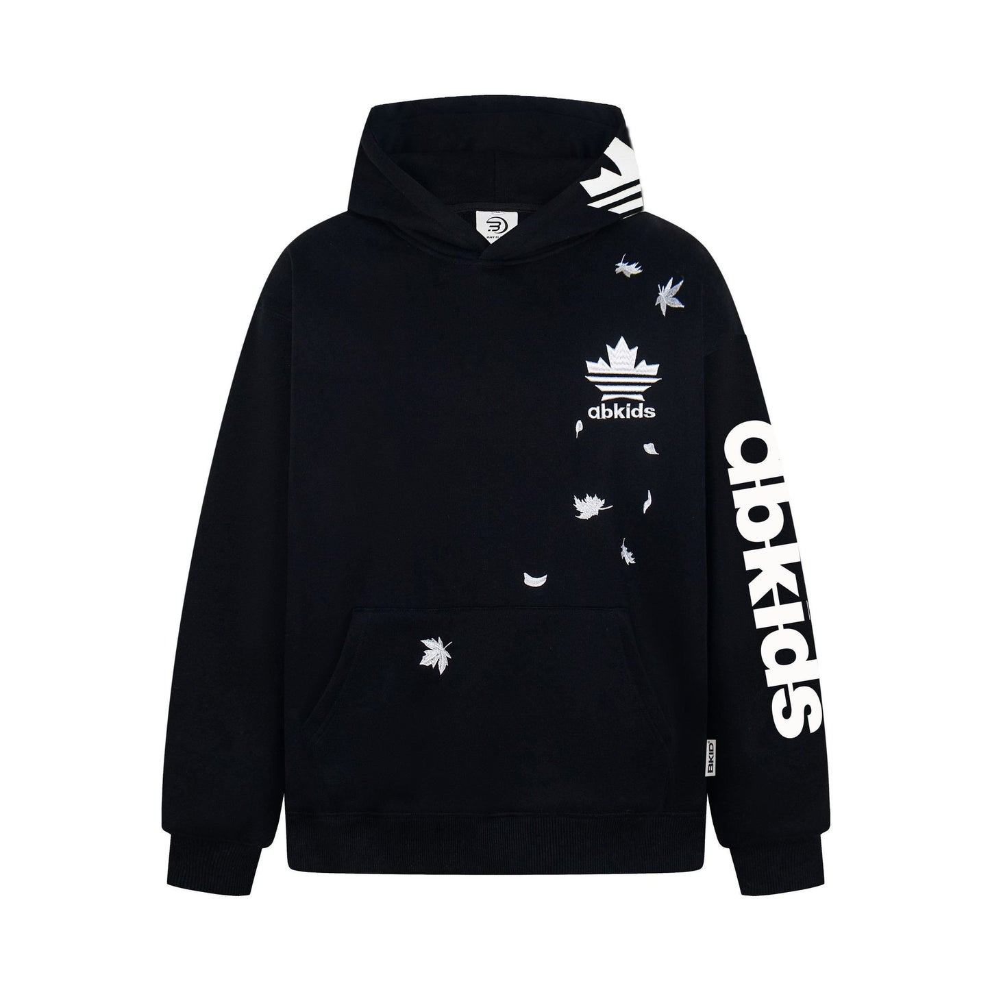 Retro Maple Leaf Embroidered Letter Hoodie Unisex Thick Fleece Heavyweight Casual Sweatshirt