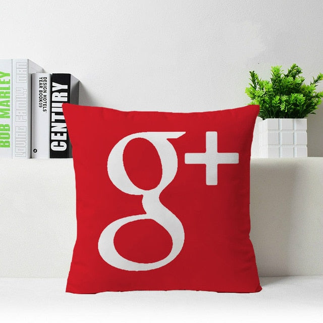 Instagram Youtube Facebook google twitter Pinterest Customized Zippered Square Throw Pillowcase Sham Protector