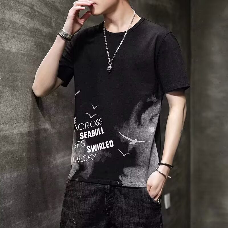 Short sleeved T-shirt men's summer thin round neck