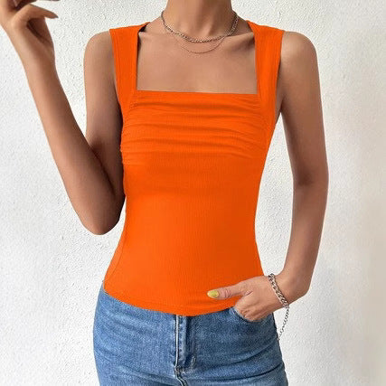Sexy Fitted Elegant Versatile Small Stand Collar Sleeveless Tank Top
