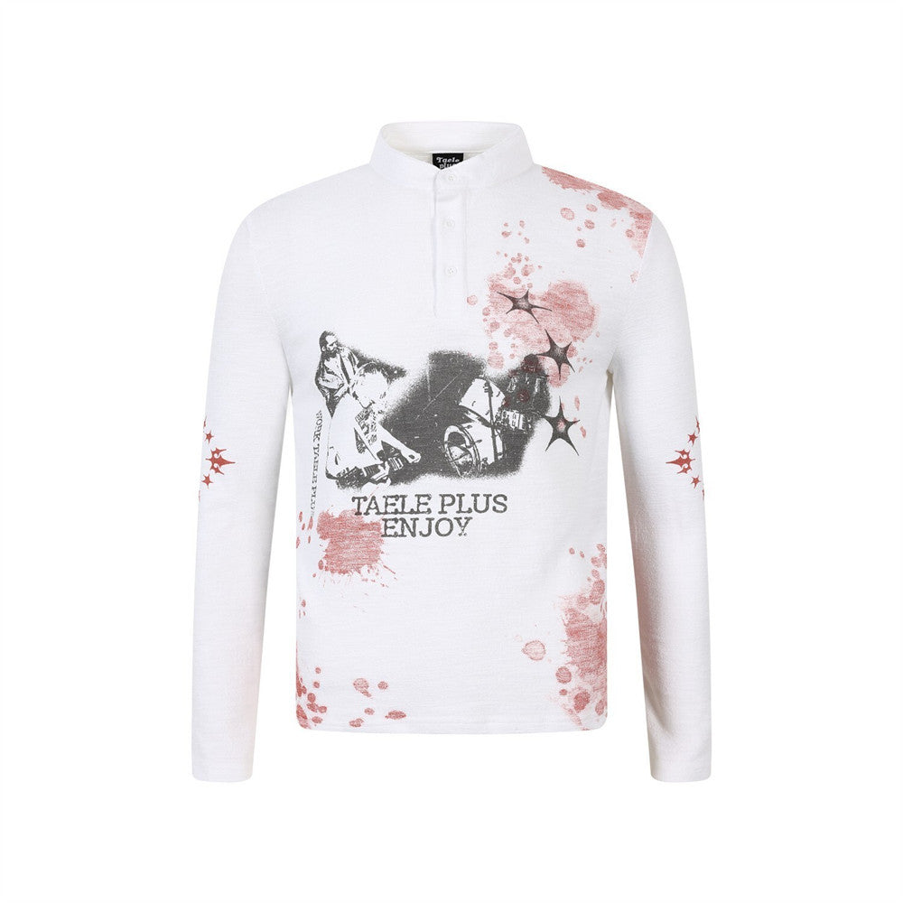 Hip hop character printed long sleeved shirt