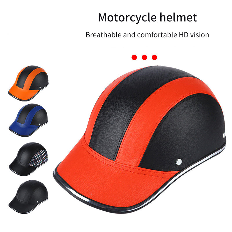 Motorcycle Helmet Summer Half Helmet Electric Car Leather Hat Men's and Women's Personality Baseball Leather Helmet
