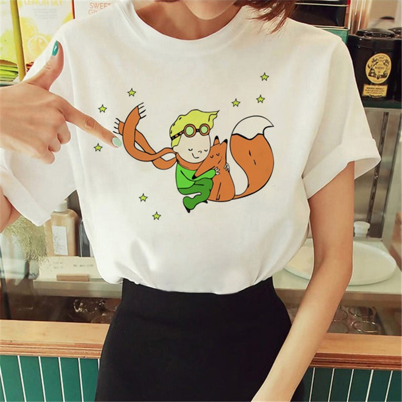 Summer Little Prince Pattern Printed Women's T-shirt Fashionable and Exquisite Women's Top Girls' Summer Wear