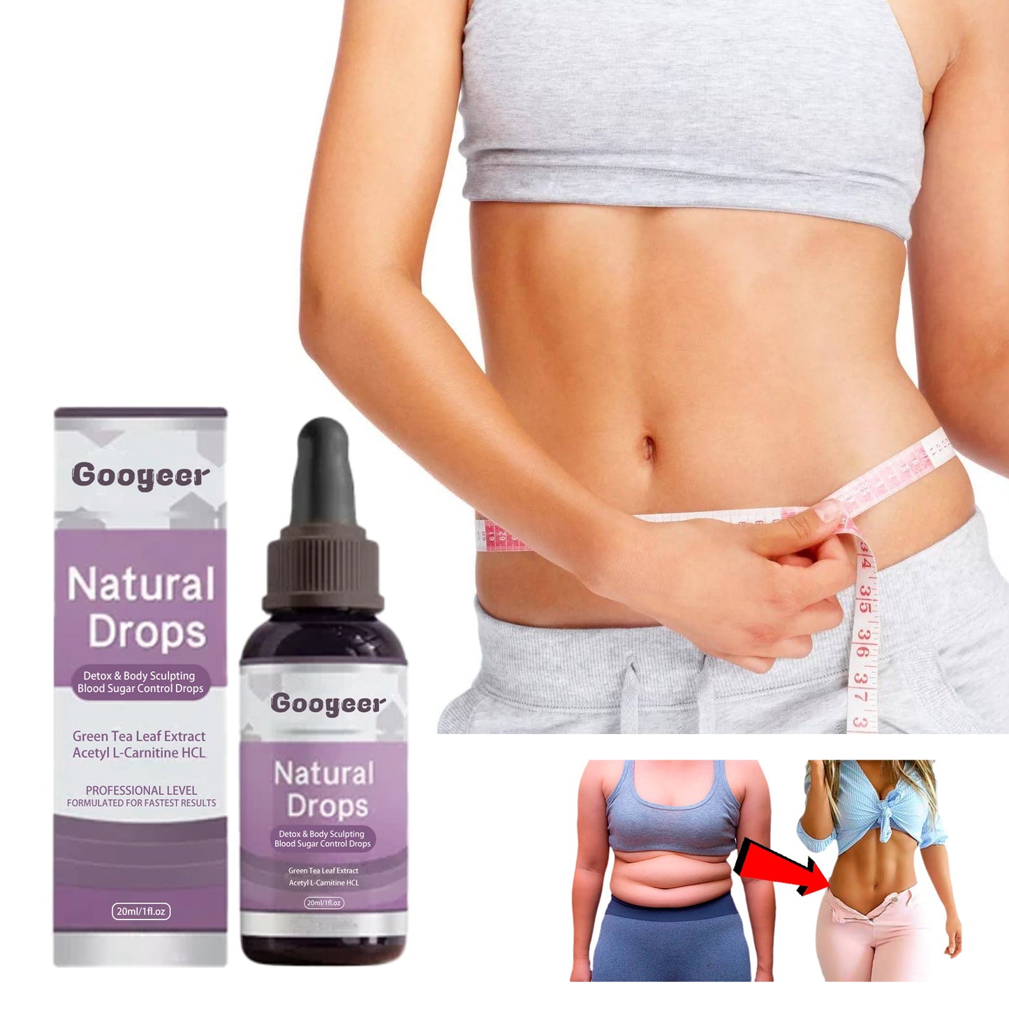 Googeer Shaping Drops Body Care Drops Abdominal Tightening Thigh Muscle Slimming Essential Oil
